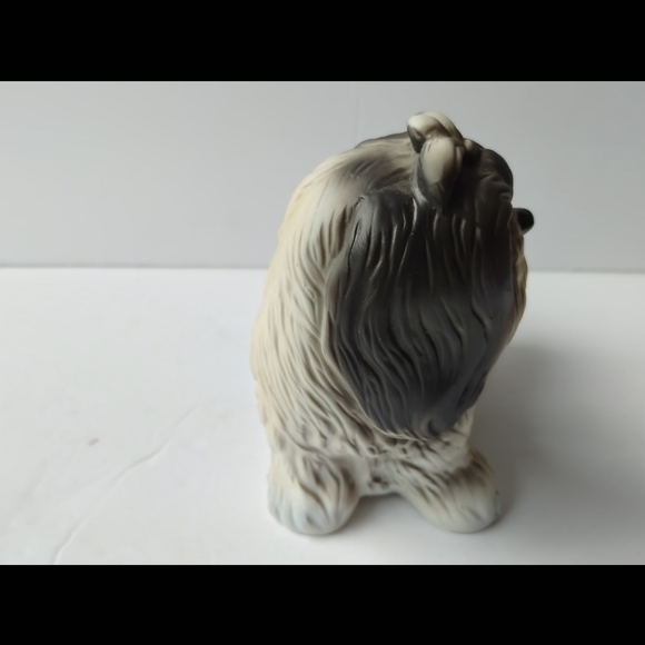 Vintage Aldon Fine Porcelain Bisque Shih Tzu Yorkie Dog Figurine Gray White 4" - Picture 5 of 6